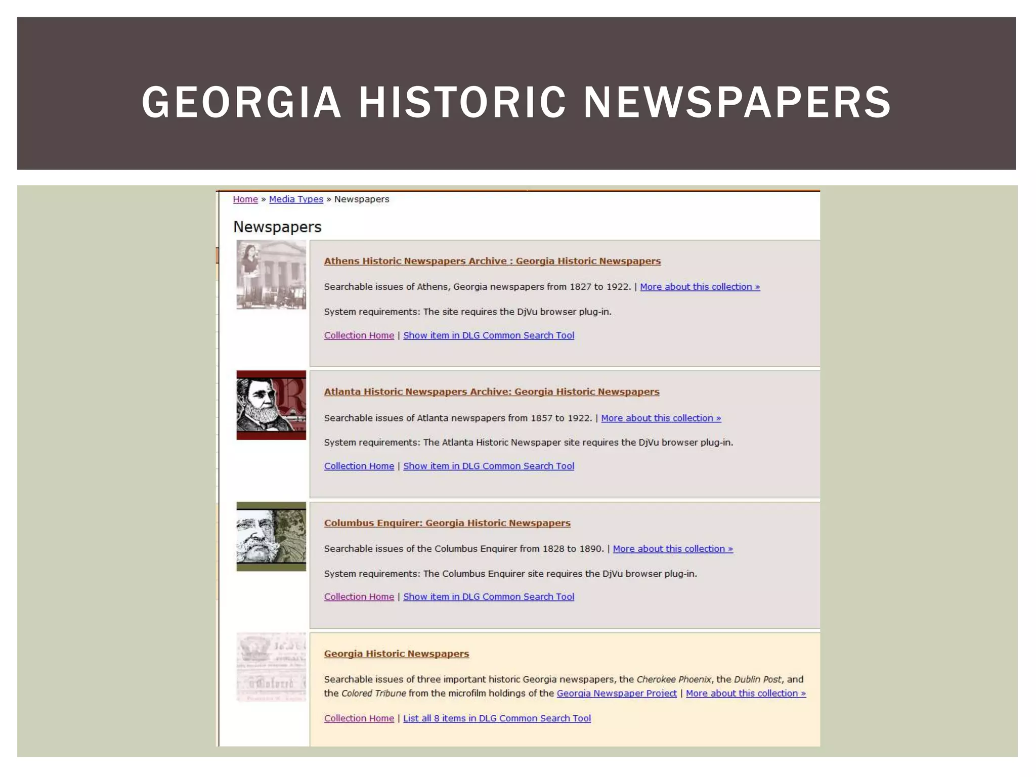 GEORGIA HISTORIC NEWSPAPERS
 