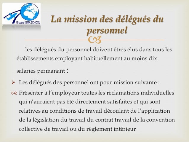 demission du delegue du personnel