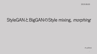 StyleGANとBigGANのStyle mixing, morphing
2019.08.05
m.yokoo
1
 
