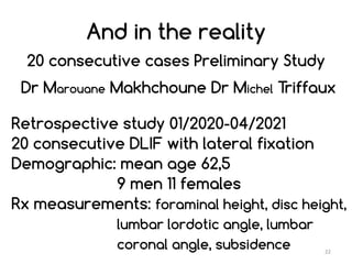 And in the reality
20 consecutive cases Preliminary Study
Dr Marouane Makhchoune Dr Michel Triffaux
Retrospective study 01...