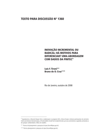 Inovação incremental ou radical
