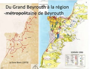 Du Grand Beyrouth à la région
métropolitaine de Beyrouth




                                SDRMB 1986



 Le livre Blanc (1973)
 