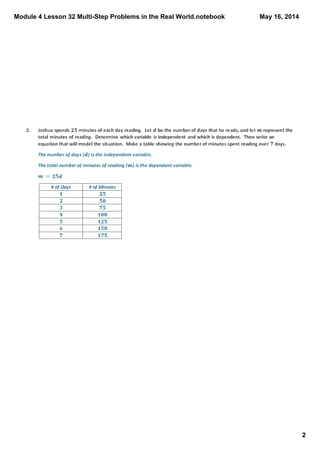 Module 4 Lesson 32 Multi­Step Problems in the Real World.notebook
2
May 16, 2014
 