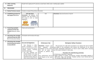 TLE Cookery Grade 9 Quarter 1 Complete Daily Lesson Log | DOCX