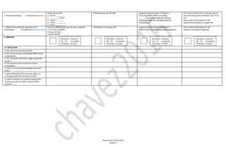 I. Evaluating learning ( Evaluation/Pagtataya )
Study the pictures
1. Station__________
2. _________ driver
3. Plane _________
4. Index ___________
5. Pretty __________
LMEbalwasyonpp.295-296 Ipagawa ang LM Leksyon 12Gibuhon 2
Isulat ang TAMAo MALI sa puwang.
______1. Madaling matugunan ang mga
pangangailangan ng mag-anak kung may
hanapbuhay.
Directions: Drawa ifthis is a proper way to
prevent fromparasitic infections anda ifitis
not.
Pleaserefer toLMLeksyon 25-26
PagsukolkanKaaraman onpage 226.
J. Additional activities for application and
remediation ( Assignment/ Takdang Aralin)
Draw the following phrases min your notebook.
1.Achicken sandwich
2.Abusy kitchen
3.Awet market
LMGibohon sa Harong p.297 Ipagawa ang LMLeksyon 12Gibuhon 3
Mag interbyung isang taong mayhanapbuhay
Pleaserefer toLMLeksyon 25-26
Gibohon sa Harong on page226.
V. REMARKS
VI. REFLECTION
A. No. oflearnerwho earned 80%
B .No. oflearner whoscored below 80% ( needs
remediation)
C. No. oflearners whohave caught upwith the
lesson
D. No oflearner whocontinueto require
remediation
E. Which ofmy teaching strategies work well?
Why?
F. What difficulties didI encounter which my
principal /supervisorcan helpme solve?
G. What innovation orlocalizedmaterials didI
use/discoverwhich I wish to sharew/other
teacher?
Department ofEducation
Region V
80 above –reinforce
60 –79 - remediate
59 below –re teach
80 above –reinforce
60 –79 - remediate
59 below –re teach
80 above –reinforce
60 –79 - remediate
59 below –re teach
80 above –reinforce
60 –79 - remediate
59 below –re teach
 