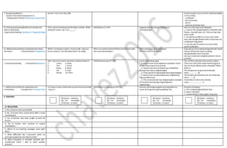 F. DevelopingMastery
(Leads to Formative Assessment 3.)
(Independent Practice / MalayangPagsasanay)
Answer I Can DoIt LMp.300 Ask the pupils to putouttheir materials needed
in the activity.
- cardboard
- pair ofscissors
- pencil
- patterns ofborder lines
G. Finding practicalapplicationofconcepts and
skills in daily living
( Application/Valuing/ Aplikasyon/ Pagpapahalaga)
Pick a word inthebowl and dowhat is written. While
doing the action,say “Iam______.”
LMGibohon 5 p.276 Ipagawa ang LMLeksyon 7 Gibuhon2
Isahang Gawain
Here are thesteps tobe followed:
1. Look at thesamples/patterns ofborder lines:
flower, star,leaf,heart, etc. Find out how they
were made.
2. Using thesepatterns ( or you may create
your own designs/border lines ) tracethem ina
cardboard using pencil.
3. Use the pair ofscissors tocutout these
patterns/borders.
H. Making Generalization andabstractionabout
the lesson ( Generalization / Paglalahat )
While I amdoing anaction,I have toadd –ing toan
action word so I can talk aboutwhat I am doing.
What aresimilar fractions?(Thesearefractions with
the samedenominator.)
Bakit mahalaga ang hanapbuhay?
Ano-ano ang hanap-buhay?
How did you find making designs/borderlines?(
Did you follow thesteps inmaking
designs/border lines correctly?
Are your materials complete/suitedto theart
activity?
I. Evaluating learning ( Evaluation/Pagtataya )
Add –ing to the action and writea sentenceaboutit.
1. Listen 6. Sway
2. Pick 7. Drink
3. Sleep 8. Read
4. Eat 9. Clap
5. Stomp 10. Point
LMEbalwasyonpp.277-278 Isulat ang tamang sagot.
__1. Araw –araw na pumapasok sa paaralan.Gamit
ay iba’t-iba na para ituro sa bata.
__2. Hawak niya araro at kasama pa siKalakihan.
Buong araw-siya ay nagbubungkal.
__3. Tulay, gusaliatmga kalsada siya ang gumagawa.
__4. Araw-araw na nasa kalsada para maghatidng
mga pasaheroniya.
__5. Pito at batuta dala niya.Nagtatrapikosa kalsada
at hinuhuliniya ang mga magnanakawat
nagdudroga.
The children willshow their work to others.
They must seeiftheir works havethegoal of
the art lesson.Whosework is beautiful? Why?
Rubrics:
The designs areuniqueand artistically
done………………..10
The designs areattractive but not artistically
done………..8
Intensities ofcolors areunevenly
used…………………………..6
J. Additional activities for application and
remediation ( Assignment/ Takdang Aralin)
List down 5action words thatyou doathomeand add
–ing to it.
LMGibohon sa Harong pp.278-279 Sumulat ng limang pangalanng taong kilala mo.
Isulat din kung ano ang hanapbuhay nila.
Bring the following :
a. the createddesigns/border lines
b. water color/dye
c. coupon bond or linen paper( long size)
V. REMARKS
VI. REFLECTION
A. No. oflearnerwho earned 80%
B .No. of learner who scored below 80% ( needs
remediation)
C. No. of learners who have caught up with the
lesson
D. No of learner who continue to require
remediation
E. Which of my teaching strategies work well?
Why?
F. What difficulties did I encounter which my
principal /supervisorcan helpme solve?
G. What innovation or localized materials did I
use/discover which I wish to share w/other
teacher?
80 above –reinforce
60 –79 - remediate
59 below –re teach
80 above –reinforce
60 –79 - remediate
59 below –re teach
80 above –reinforce
60 –79 - remediate
59 below –re teach
80 above –reinforce
60 –79 - remediate
59 below –re teach
 