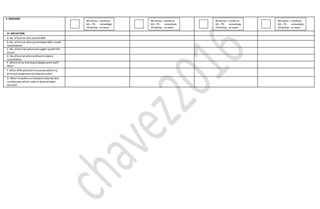 V. REMARKS
VI. REFLECTION
A. No. oflearnerwho earned 80%
B .No. oflearner whoscored below 80% ( needs
remediation)
C. No. oflearners whohave caught upwith the
lesson
D. No oflearner whocontinueto require
remediation
E. Which ofmy teaching strategies work well?
Why?
F. What difficulties didI encounter which my
principal /supervisorcan helpme solve?
G. What innovation orlocalizedmaterials didI
use/discoverwhich I wish to sharew/other
teacher?
80 above –reinforce
60 –79 - remediate
59 below –re teach
80 above –reinforce
60 –79 - remediate
59 below –re teach
80 above –reinforce
60 –79 - remediate
59 below –re teach
80 above –reinforce
60 –79 - remediate
59 below –re teach
 