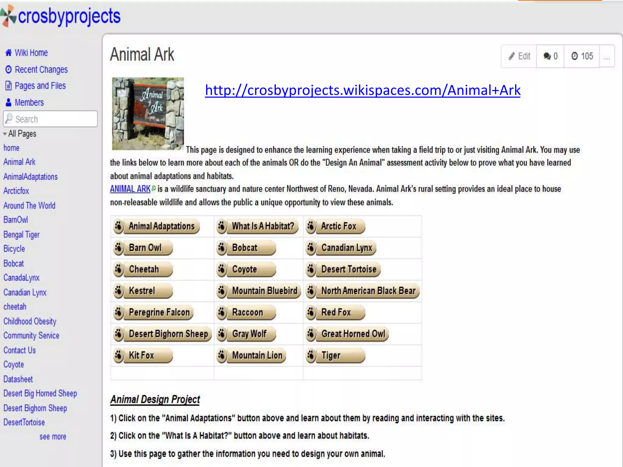 http://crosbyprojects.wikispaces.com/Animal+Ark
 