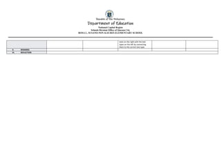 Republic of the Philippines
Department of Education
National Capital Region
Schools Division Office of Quezon City
ROSA L. SUSANO-NOVALICHES ELEMENTARY SCHOOL
texts on the right with the text
types on the left by connecting
them to the correct text type.
V. REMARKS
VI. REFLECTION
 