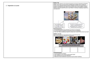 2. Paghahabi sa Layunin
Panahon: 1430
Sitwasyon: Isang makulimlim na araw. Nasa isang daungan ka ng Europe at nagmamasid sa Karagatang
Atlantiko. Hindi mo alam kung anong mayroon sa kabilang dako ng karagatan. ikaw ay naatasan na
sumama sa isang paglalayag. Maraming kuwentong nakatatakot ang iyong narinig hinggil sa halimaw ng
karagatan at mga barkong lumubog. Mayroon ding mga barkong hindi na muling nakabalik. Sa kabilang
banda,may kayamanang naghihintay para sa mga indibidwal na nakibahagi sa paglalayag at pagtuklas ng
mga bagong lupain.
Pamprosesong tanong
1. Ano ang pabuyang possible mong matanggap kung sasama ka sa paglalayag?
2. Ano-anong panganib ang naghihintay sa iyo sakaling sumama ka sa paglalayag?
3. Paano kaya nabago ng paglalayag at pagtuklas ng bagong lupain ang pamumuhay at lipunan ng Europe?
GAWAIN 2: Suriin Mo!
Panuto: Suriin ang kasunod na mga larawang kaugnay ng pang-araw-araw mong
buhay. Isulat ang naiisip mong naitutulong sa iyo ng bawat isa.
Pamprosesong tanong
1. Ano-ano ang nakita mo sa larawan?
2. Gaano kahalaga sa iyo ang mensahe ng bawat larawan? Bakit?
3. Paano nakatutulong sa iyo ang mga nakalarawan?
4. Mabubuhay ka kaya sa kasalukuyan kung wala ang mga nasa larawan? Ipaliwanag.
 