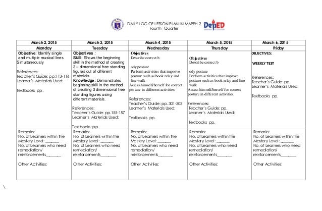 K to 12 Grade 2 DLL MAPEH (Q1 - Q4) - q4)