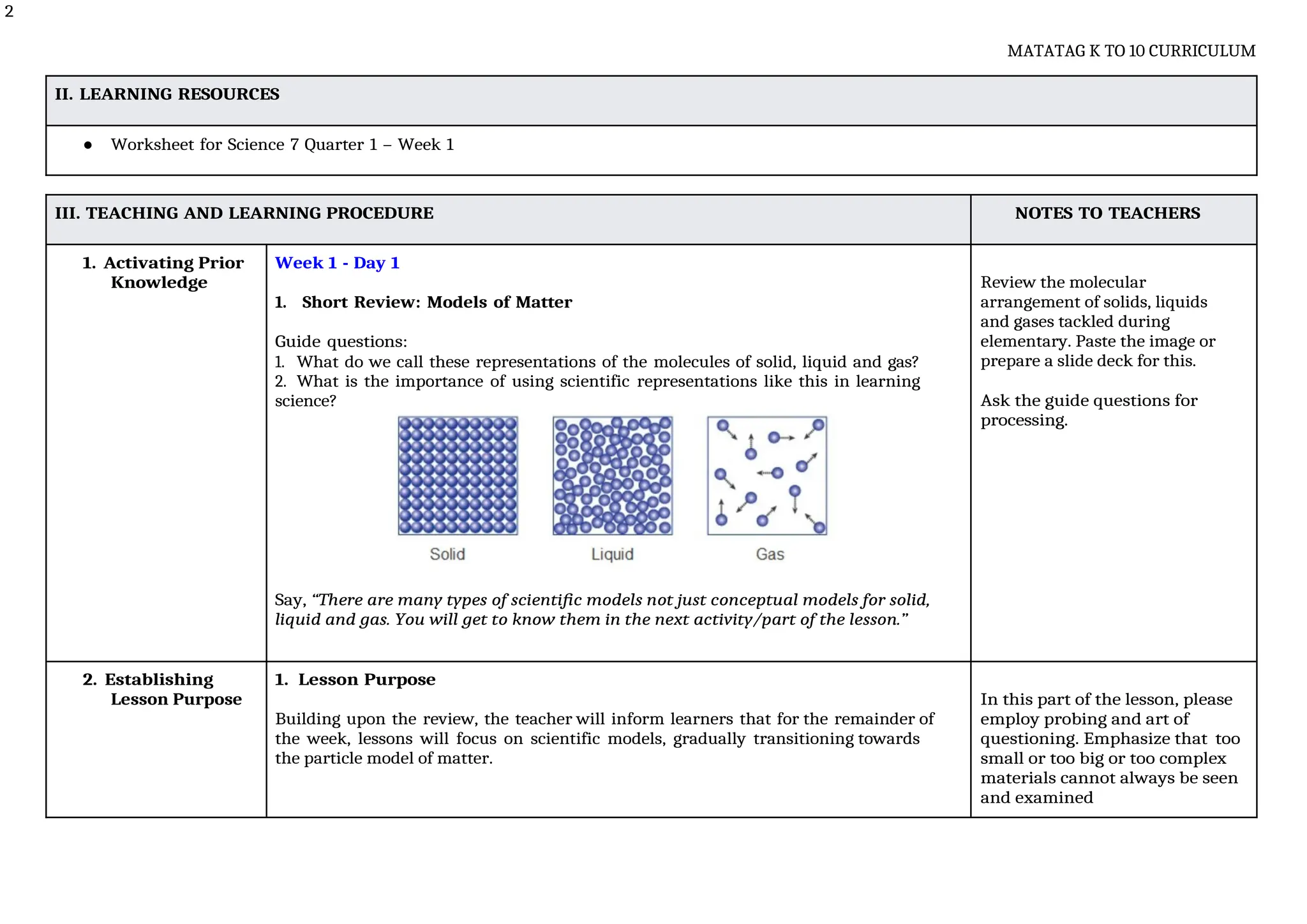 Science 7 DLL Week 1 Quarter 1 Matatag Curriculum | DOCX