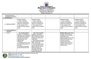 Lesson plan in Personal Development for Week 4 | DOCX
