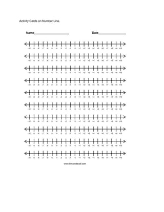 Activity Cards on Number Line.
 