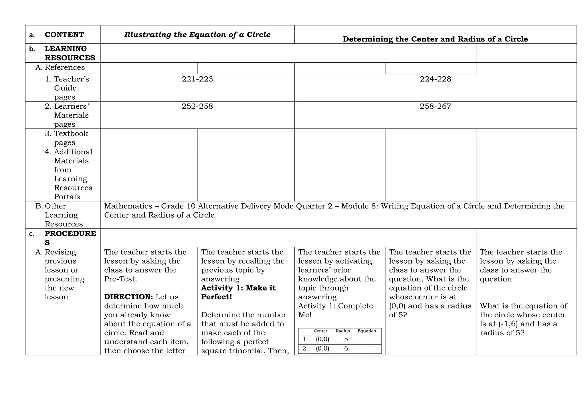 Daily Lesson Plan-Quarter 22-WEEK-8 Mathematics 10 | DOCX