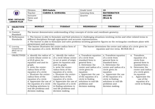 Daily Lesson Plan-Quarter 22-WEEK-8 Mathematics 10 | DOCX