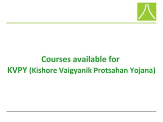Courses available for
KVPY (Kishore Vaigyanik Protsahan Yojana)
 