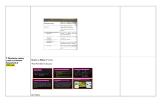.
F. Developing mastery
(Leads to Formative
Assessment 3)
(EXPLAIN)
Revision vs. Editing (10 minutes)
*PowerPoint Slides for discussion
KEY POINTS:
 
