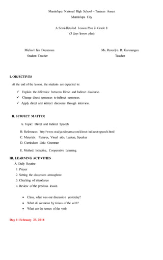 Sample Direct Lecture Dlp indirect and direct | DOCX