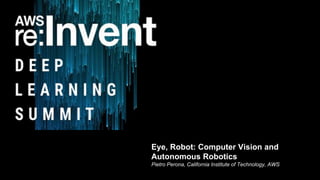 Eye, Robot: Computer Vision and
Autonomous Robotics
Pietro Perona, California Institute of Technology, AWS
 