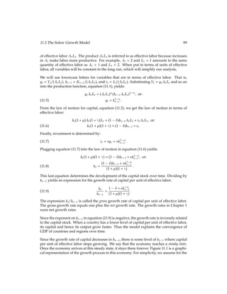 Chapter 6
The Labor Market
This chapter works out the details of two separate models. Section 6.1 contains a one-
period model in which households are both demanders and suppliers of labor. Market
clearing in the labor market determines the equilibrium wage rate. Section 6.2 further
develops the two-period model from Chapter 3. In this case, the households are permitted
to choose their labor supply in each period.
6.1 Equilibrium in the Labor Market
This economy consists of a large number of identical households. Each owns a farm on
which it employs labor to make consumption goods, and each has labor that can be sup-
plied to other farmers. For each unit of labor supplied to others, a household receives a
wage w, which is paid in consumption goods. Households take this wage as given. In
order to make the exposition clear, we prohibit a household from providing labor for its
own farm. (This has no bearing on the results of the model.)
The ﬁrst task of the representative household is to maximize the proﬁt of its farm. The
output of the farm is given by a production function f(ld), where ld is the labor demanded
(i.e., employed) by that farm. The only expense of the farm is its labor costs, so the proﬁt
of the farm is:  = f(ld) wld. The household that owns the farm chooses how much labor
ld to hire. The ﬁrst-order condition with respect to ld is:
@
@ld
= f0(l?
d) w = 0; so:
w = f0(l?
d):
(6.1)
This implies that the household will continue to hire laborers until the marginal product
 