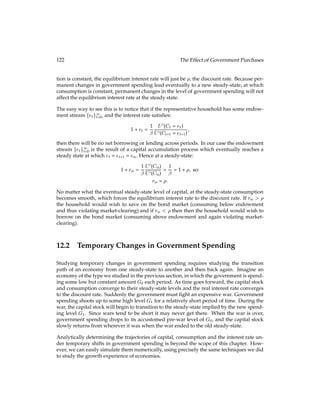 60 Inﬂation
supply is constant, prices will have to fall so that money demand PtYt=V also stays con-
stant. If money supply grows while output does not, prices will have to increase so that
money demand increases in line with supply. Since the theory emphasizes the role of the
quantity of money for the determination of inﬂation, it is known as the quantity theory of
money.
Across countries and over time in a given country, we usually observe much higher vari-
ation in the growth rate of the money supply than in the rate of output growth. This
indicates that variations in inﬂation are primarily attributable to variations in the rate of
money growth. Empirical data gives strong support to this hypothesis. For example, Fig-
ure 7.1 in Barro shows that the money growth rate is almost perfectly proportional to the
inﬂation rate in a sample of 80 countries.
While the quantity theory successfully explains the cause of inﬂation, it is not very helpful
if we want to determine the consequences of inﬂation. In deriving the quantity theory, we
assumed that money and prices were independent of all other variables in the economy.
In the real world, high inﬂation is generally considered to be undesirable. If we want
to understand why inﬂation might be bad, we have to determine the effects of inﬂation
on real variables like output and consumption. This cannot be done within the quantity
theory, since it assumed from the outset that such real effects did not exist. Instead, we
need to go beyond the simplifying assumptions of the quantity theory.
To some degree we already did that in the discussion of money demand in Chapter 4,
where we derived the optimal time T between a consumer’s trips to the bank to get money.
That time T between trips to get money was closely related to velocity V. In fact, V = 2=T.3
In Chapter 4 we saw that the decision on T depended on the planned consumption expen-
diture and the nominal interest rate. Therefore the assumption of a constant velocity V
that we made for the quantity theory was not correct. On the other hand, from an empiri-
cal point of view, the assumption of constant velocity seems to work relatively well as long
as inﬂation rates are moderate.
The other assumption that we made for the quantity theory was that output Yt was deter-
mined independently of monetary policy and inﬂation. We need to relax this assumption if
we want to determine the real effects of inﬂation. In the next section, we will build a com-
plete general equilibrium model that allows us to derive the impact of inﬂation on output
and consumption.
3Velocity is given by V = PY=M. In Chapter 4, we derived that the average money holdings of a consumer
were given by m̄ = PcT=2, where c was consumption. If we aggregate this over many consumers, the left-
hand side becomes the aggregate money stock M, and individual consumption c sums to total output Y , so
M = PY T=2. Plugging this into the formula for velocity yields V = 2=T.
 