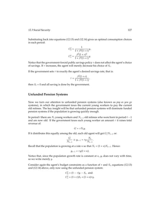 t[ln(ct) + ln(1 lt)]; subject to:
Ptct = mt; and:
mt+1 + st+1 = mt + (1 + Rt)st + Ptlt + t Ptct:
In this model, the consumer’s problem is much easier to analyze once we have the market-
clearing conditions in place. Therefore we will complete the description of the economy
ﬁrst and derive the optimal decisions of the consumer later.
The next element of the model that needs to be speciﬁed is the monetary policy of the cen-
tral bank. Instead of looking at aggregate money supply Mt, we will formulate monetary
policy in terms of money per consumer mt. This is merely a matter of convenience. We
could recover the aggregate quantity of money by multiplying mt by the number of con-
sumers. However, since we are using a representative consumer, it is easier to formulate
monetary policy on the level of individual consumers in the ﬁrst place. We will assume a
particularly simple policy: the central bank increases the money supply at a constant rate
g. If the central bank wants to increase the money supply, it gives new cash to consumers.
 