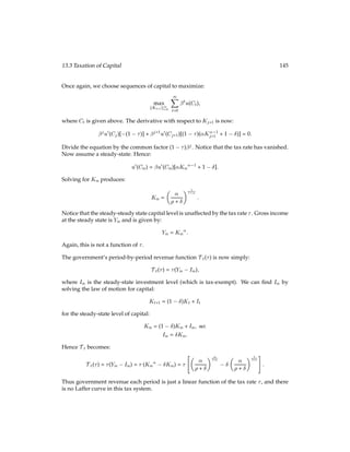 (1 + R):
The left-hand side equals one plus the inﬂation rate. We determined already that the inﬂa-
tion rate is equal to the growth rate of money supply in this economy. Therefore we can
express the nominal interest rate as:
1 + R =
1 + 
 