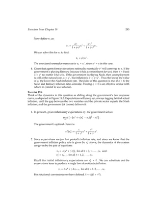 Chapter 13
The Effect of Taxation
Taxes affect household behavior via income and substitution effects. The income effect
is straightforward: as taxes go up, households are poorer and behave that way. For ex-
ample, if leisure is a normal good, then higher taxes will induce consumers to consume
less leisure. The substitution effect is trickier, but it can be much more interesting. Gov-
ernments levy taxes on observable and veriﬁable actions undertaken by households. For
example, governments often tax consumption of gasoline and proﬁts from sales of capital
assets, like houses. These taxes increase the costs to the households of undertaking the
taxed actions, and the households respond by adjusting the actions they undertake. This
can lead to outcomes that differ substantially from those intended by the government.
Since optimal tax policy is also a subject of study in microeconomics and public ﬁnance
courses, we shall concentrate here on the effect of taxation on labor supply and capital ac-
cumulation. When modeling labor supply decisions we are going to have a representative
agent deciding how to split her time between labor supply and leisure. Students might
object on two grounds: First, that the labor supply is quite inelastic (since everyone, more
or less, works, or tries to) and second, that everyone puts in the same number of hours per
week, and the variation in leisure comes not so much in time as in expenditure (so that
richer people take more elaborate vacations).
The representative household stands for the decisions of millions of underlying, very small,
households. There is, to name only one example, mounting evidence that households
change the timing of their retirement on the basis of tax policy. As taxes increase, more
and more households choose to retire. At the level of the representative household, this
appears as decreasing labor supply. As for the observation that everyone puts in either 40
hours a week or zero, this misses some crucial points. The fact is that jobs differ signiﬁ-
cantly in their characteristics. Consider the jobs available to Ph.D. economists: they range
from Wall Street ﬁnancial wizard, big-time university research professor, to small-time col-
lege instructor. The fact is that a Wall Street ﬁnancial wizard earns, on her ﬁrst day on
 