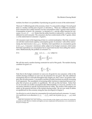3.2 A Two-Period Model 25
Refer to Barro’s Figure 3.4. If R goes up, then the budget line rotates clockwise, i.e., it gets
steeper. This indicates that the household chooses larger c2 and smaller c1 (subject to being
on any given indifference curve), just like our intuition suggests.
Mathematically, we refer once again to the Euler equation. If Rgoes up, then the right-hand
side is larger, so c?
2 =c?
1 goes up, again conﬁrming our intuition.
Given u(ct) = ln(ct), we can actually solve for the household’s optimal choices. The Euler
equation and equations (3.2) and (3.3) give us three equations in the three unknowns, c?
1 ,
c?
2 , and b?
1 . Solving yields:
c?
1 =
y2 + y1(1 + R)
(1 +  