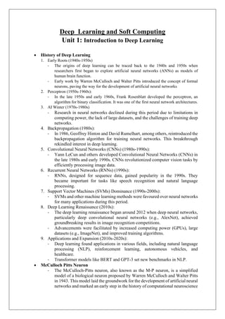 Unit 1: Introduction to Deep Learning & History | PDF