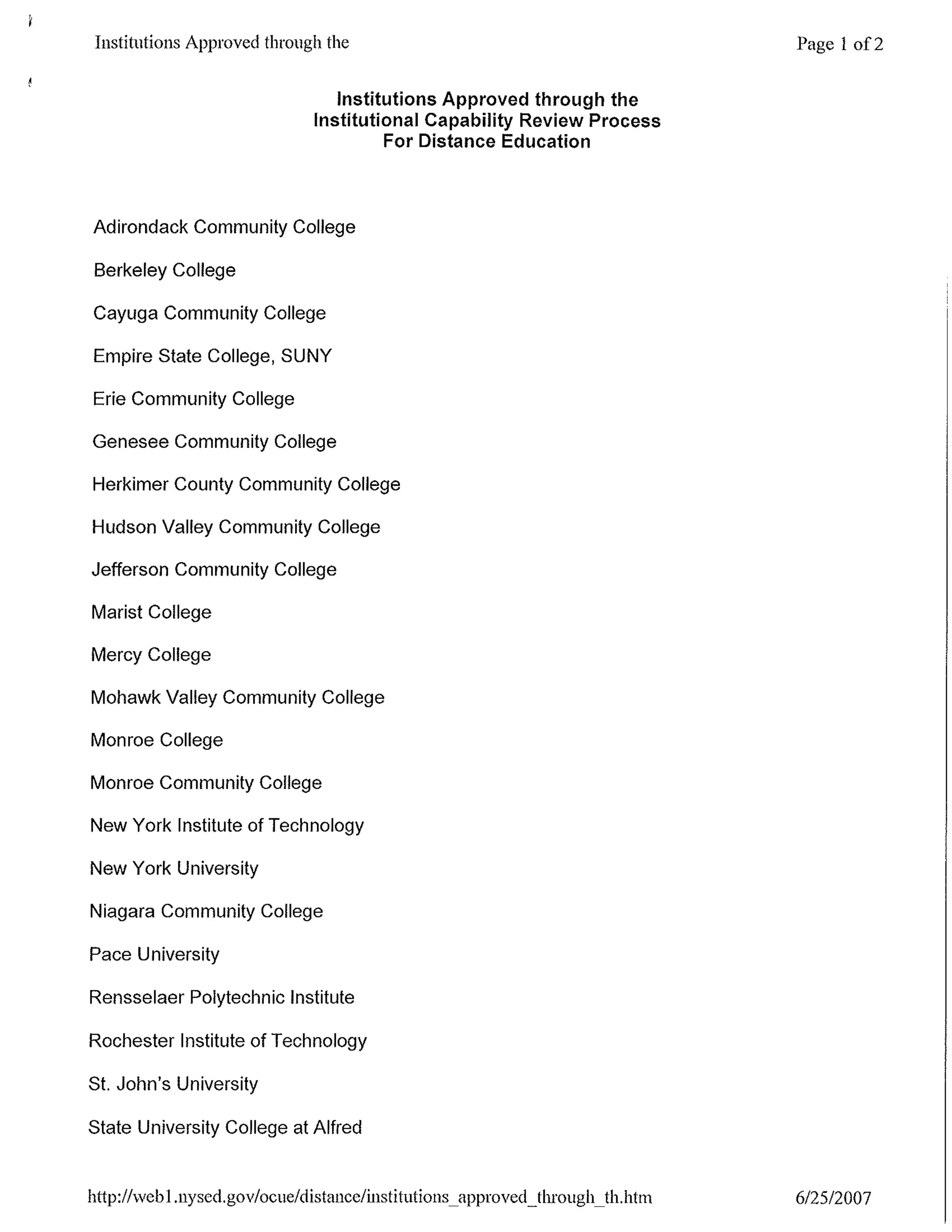 List of institutions approved through the institutional capability ...