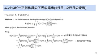 エントロピー正則化項�下����(1行目→2行目�変�)
Theorem 1. を適用する
12
← q���分�(なんでも良い)
←Jensen����
 