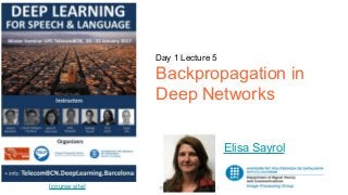 [course site]
Day 1 Lecture 5
Backpropagation in
Deep Networks
Elisa Sayrol
 