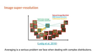 Image super-resolution
Averaging is a serious problem we face when dealing with complex distributions.
(Ledig et al. 2016)
 