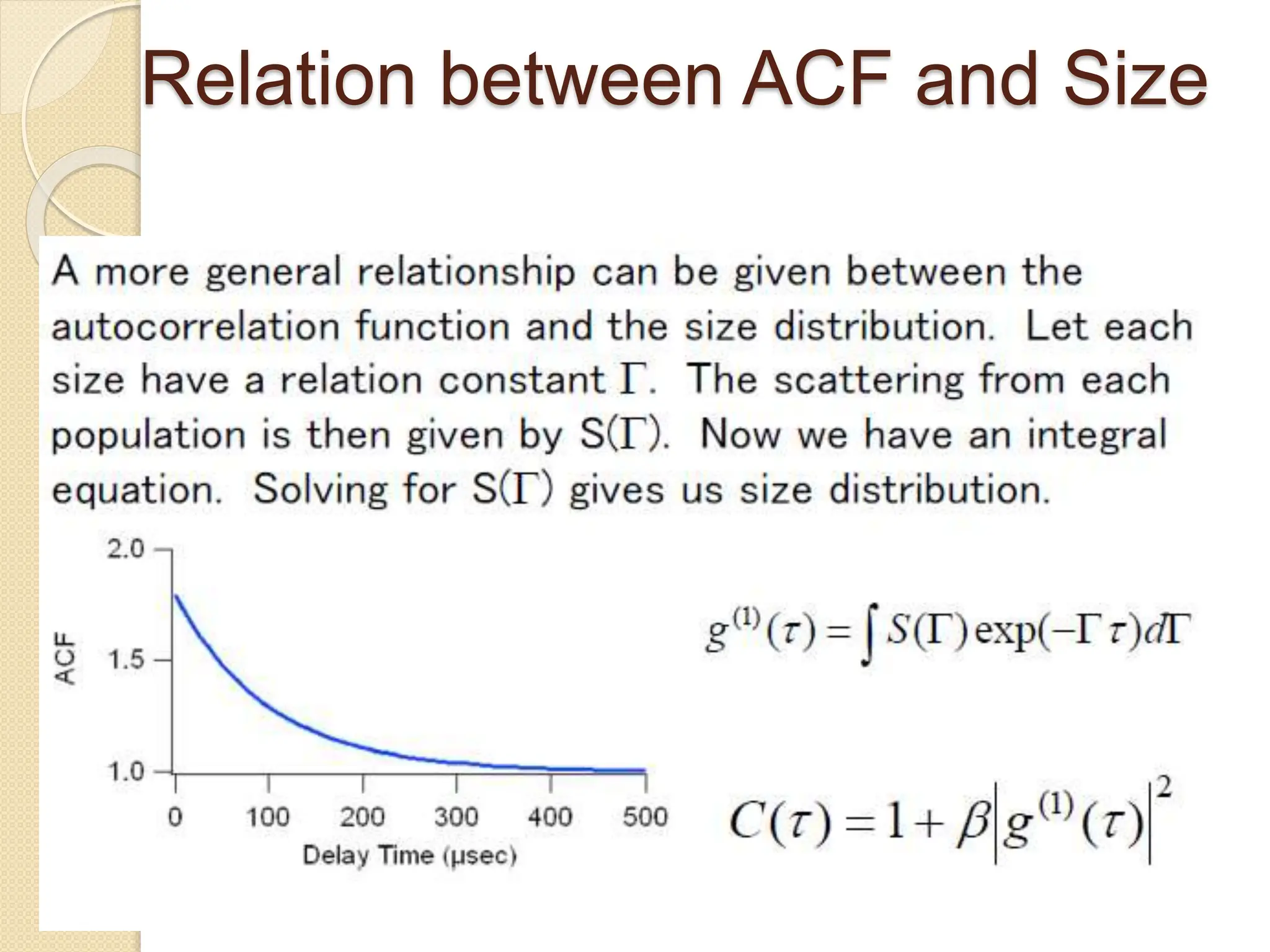 Relation between ACF and Size
 
