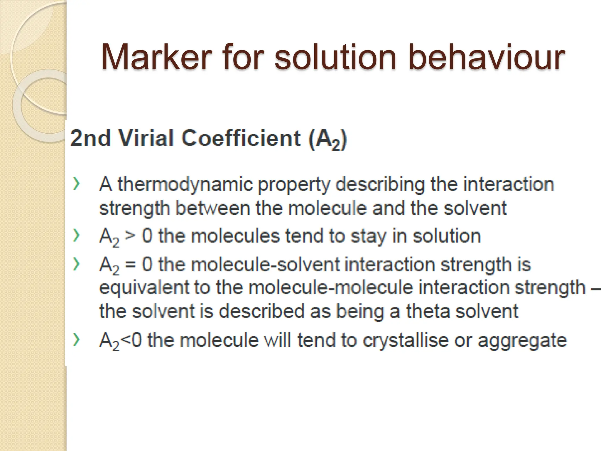 Marker for solution behaviour
 
