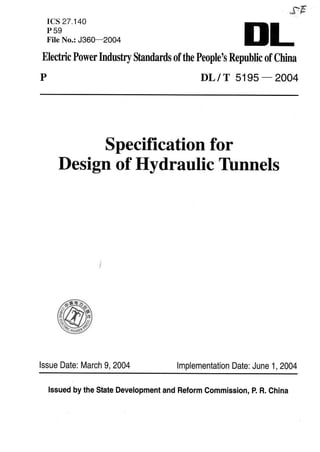 Dlt 5195-specification-for-design-of-hydraulic-tunnels quy pham tk ham trung quoc