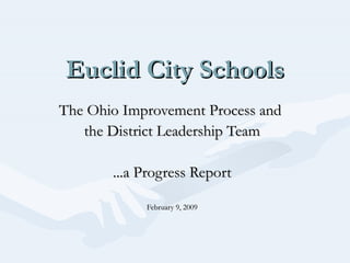 Euclid City Schools The Ohio Improvement Process and  the District Leadership Team ...a Progress Report February 9, 2009 