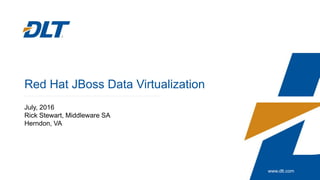 www.dlt.com
Red Hat JBoss Data Virtualization
July, 2016
Rick Stewart, Middleware SA
Herndon, VA
 
