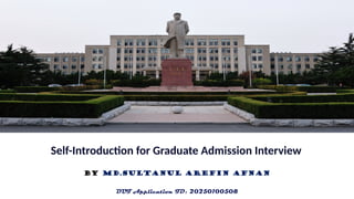 Graduate Admission Interview: Md Sultanul Arefin Afnan's Journey in AI ...