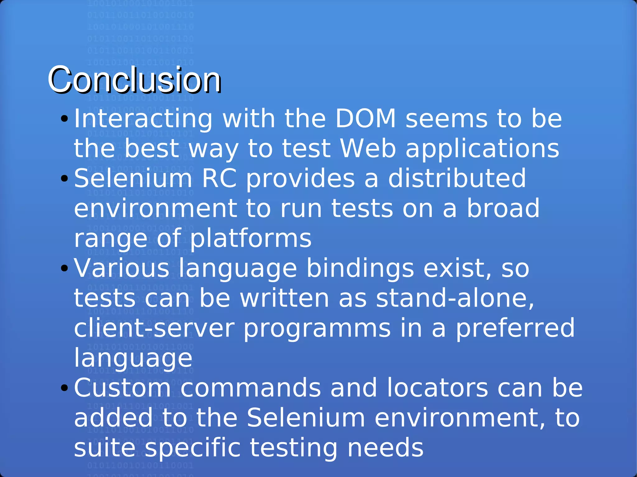 Selenium RC: Automated Testing of Modern Web Applications