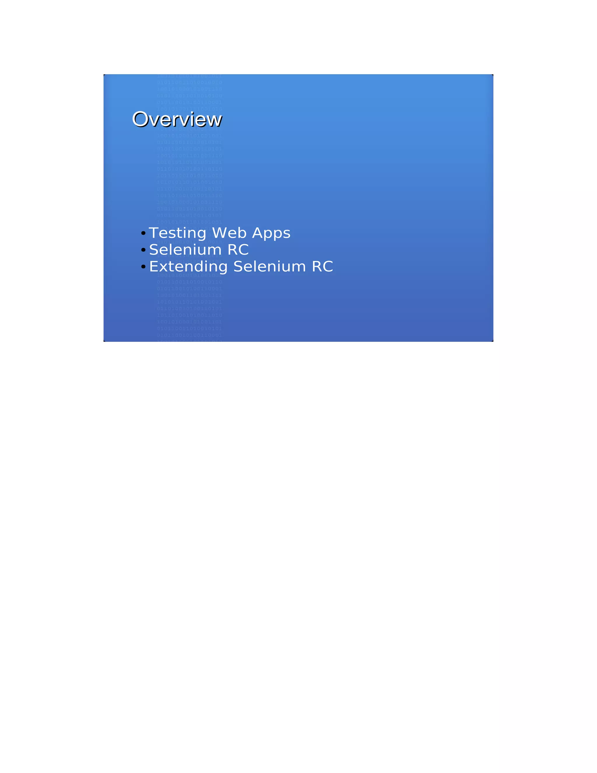Selenium RC: Automated Testing of Modern Web Applications