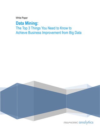 White Paper

Data Mining:
The Top 3 Things You Need to Know to
Achieve Business Improvement from Big Data

 
