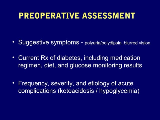 Perioperative Management of Diabetic Patient - Dr PSN Raju | PPT