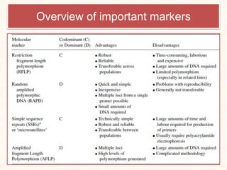 Overview of important markers
 