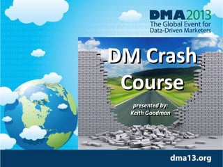 Title Here
Speaker Names
DM Crash
Course
presented by:
Keith Goodman
 