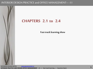 INTERIOR DESIGN PRACTICE and OFFICE MANAGEMENT– II (Show 2.1 to 2.4) | PPTX