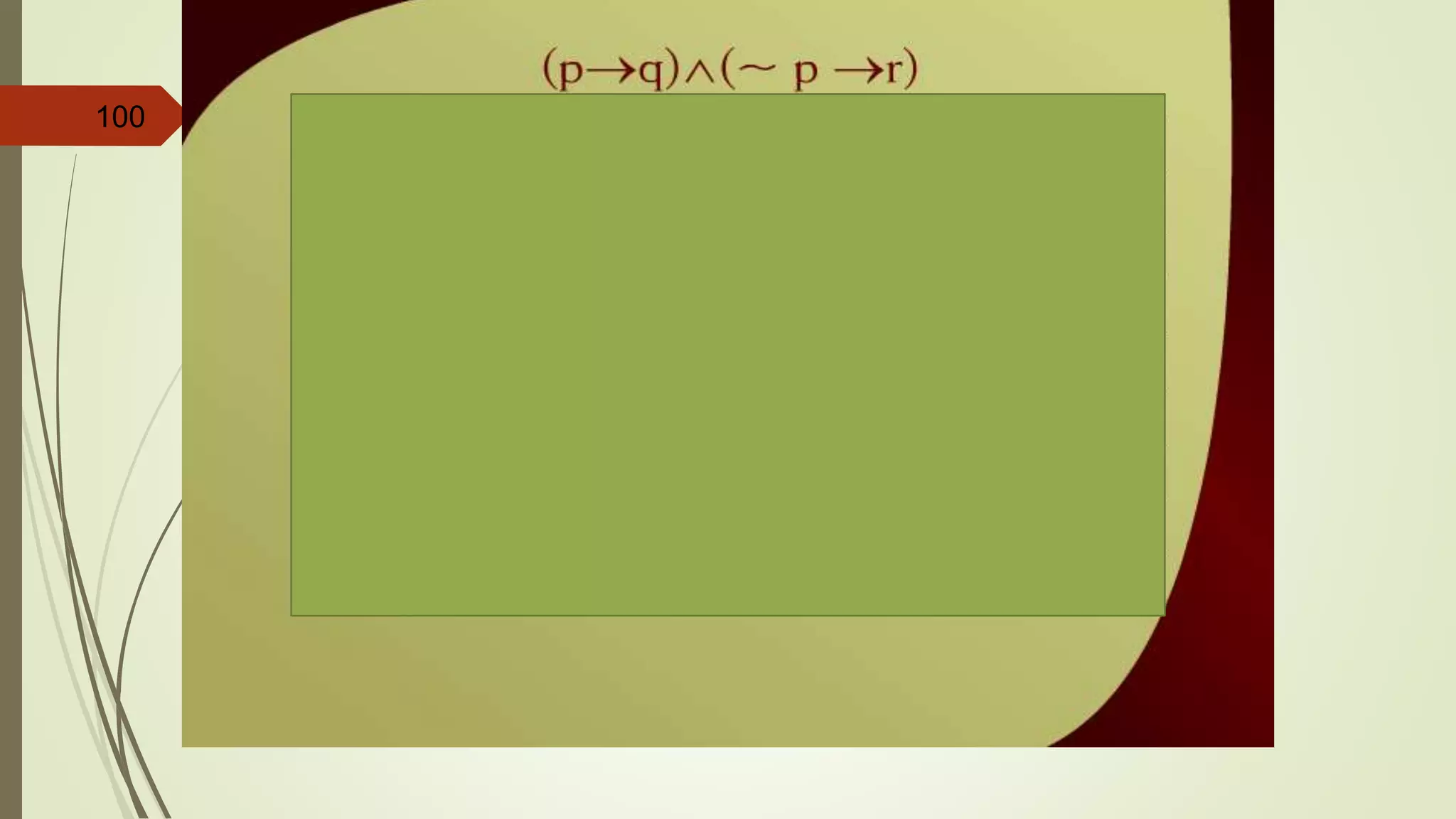 100 (p  q) (~p  r) - 21
 