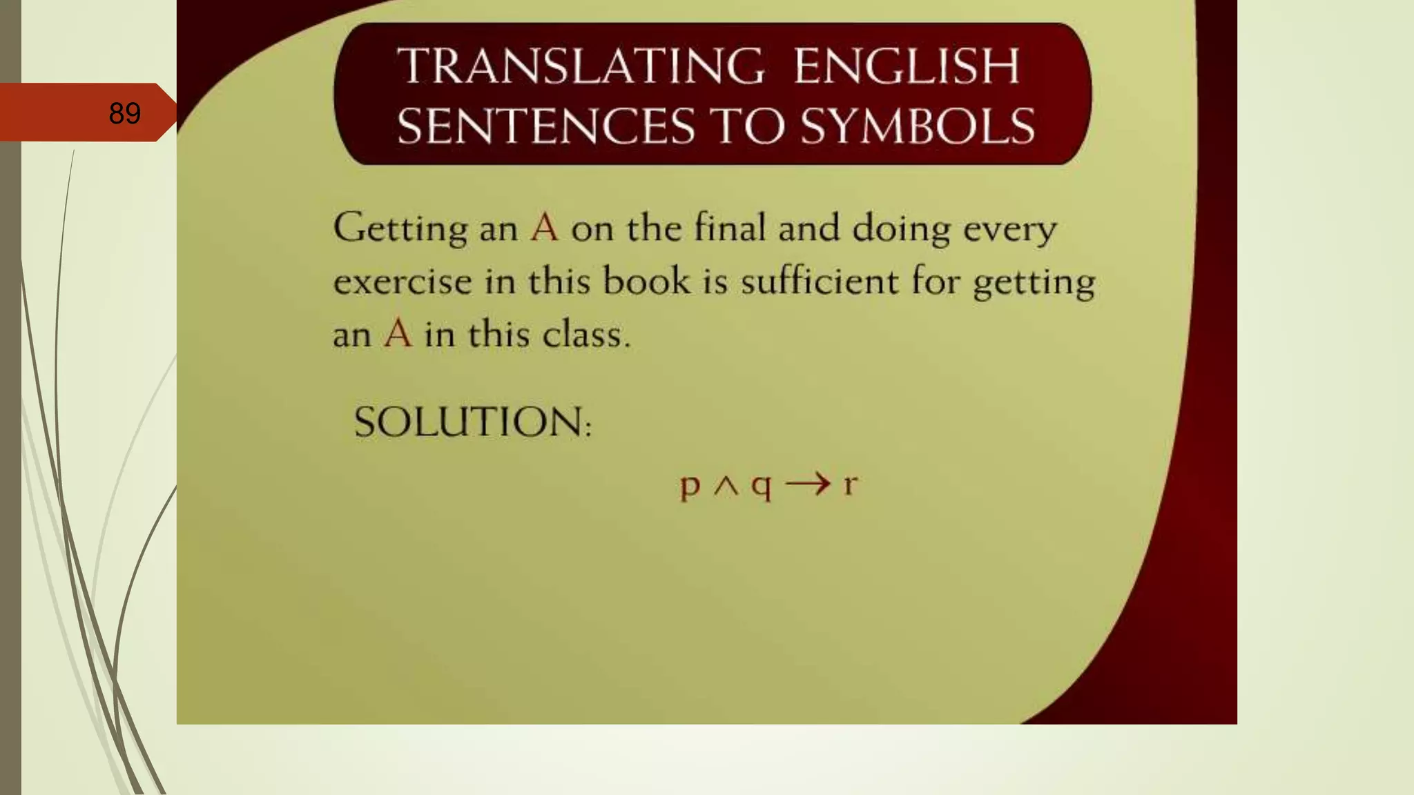 89
Translating English Sentences to
Symbols – (3 – 12c)
 